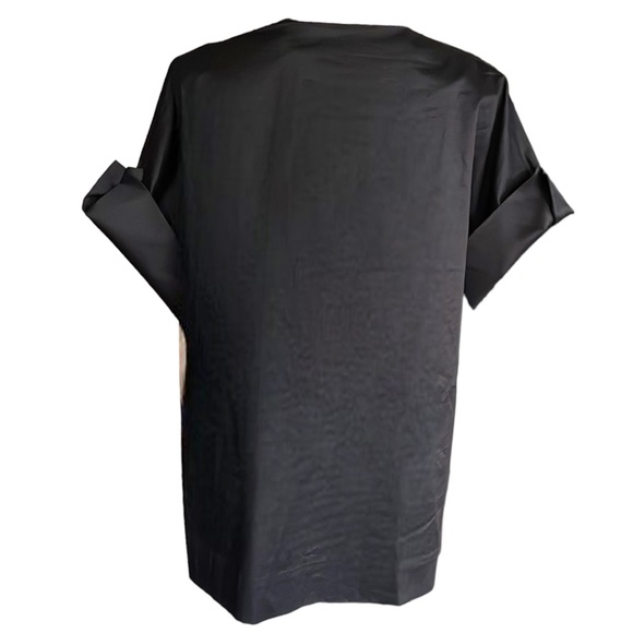 NEW COS slit front neckline top. Exaggerated sleeve cuffs. Polished cotton. - Picture 2 of 8